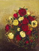 Robert Scott Duncanson Roses Still Life oil on canvas